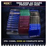 1968-2008 40 Years Proof Set Run - 273 Coins, 41 C