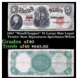 1907 $5 Large Size Legal Tender Note "WoodChopper"