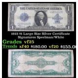 1923 $1 large size Silver Certificate Grades vf+ S