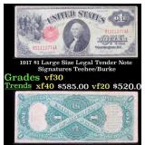 1917 $1 Large Size Legal Tender Note Grades vf++ S