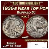 1936-s Buffalo Nickel Near Top Pop 5c ms67 SEGS