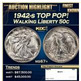 1942-s Walking Liberty Half Dollar TOP POP! 50c ms