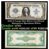 1923 $1 large size Silver Certificate Grades xf+ S