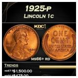 1925-p Lincoln Cent 1c ms66+ rd SEGS