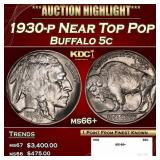 1930-p Buffalo Nickel Near Top Pop 5c ms66+ SEGS