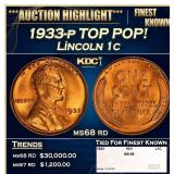 1933-p Lincoln Cent TOP POP! 1c ms68 rd SEGS