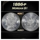 1886-p Morgan Dollar $1 Grades ms62+