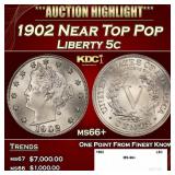 1902 Liberty Nickel Near Top Pop 5c ms66+ SEGS