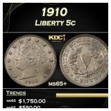 1910 Liberty Nickel 5c ms65+ SEGS
