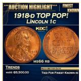 1918-d Lincoln Cent TOP POP! 1c ms66 rb SEGS