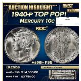1940-p Mercury Dime TOP POP! 10c ms68+ FSB SEGS