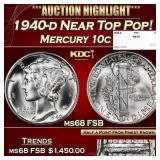 1940-d Mercury Dime Near Top Pop! 10c ms68 FSB SEG