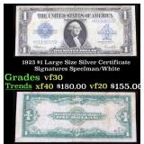 1923 $1 large size Silver Certificate Grades vf++