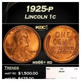 1925-p Lincoln Cent 1c ms66+ rd SEGS