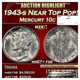 1943-s Mercury Dime Near Top Pop! 10c ms67+ fsb SE