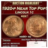 1920-p Lincoln Cent Near Top Pop! 1c ms66+ rd SEGS
