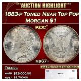 1883-p Morgan Dollar Toned Near Top Pop $1 ms67+ S