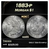 1883-p Morgan Dollar $1 Grades ms65