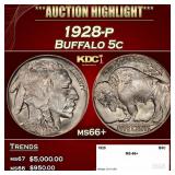 1928-p Buffalo Nickel 5c ms66+ SEGS