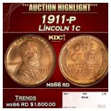1911-p Lincoln Cent 1c ms66 rd SEGS