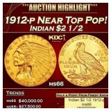 1912-p Gold Indian Quarter Eagle Near Top Pop! $2