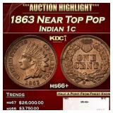 1863 Indian Cent Near Top Pop 1c ms66+ SEGS