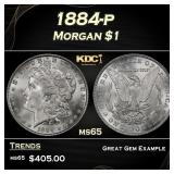 1884-p Morgan Dollar $1 Grades ms65