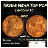 1936-s Lincoln Cent Near Top Pop 1c ms67 rd SEGS
