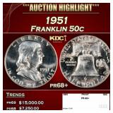 1951 Proof Franklin Half Dollar 50c pr68+ SEGS