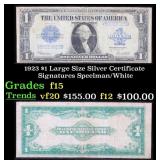 1923 $1 large size Silver Certificate Grades f+ Si