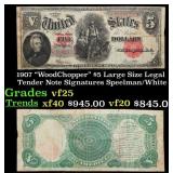 1907 $5 Large Size Legal Tender Note "WoodChopper"