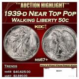 1939-d Walking Liberty Half Dollar Near Top Pop 50