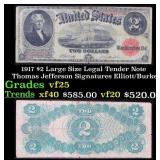 1917 $2 Large Size Legal Tender Note Thomas Jeffer