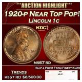 1920-p Lincoln Cent Near Top Pop! 1c ms67 rd SEGS