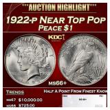 1922-p Peace Dollar Near Top Pop $1 ms66+ SEGS