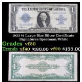 1923 $1 large size Silver Certificate Grades vf++