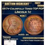 1917-p Lincoln Cent Colorfully Toned TOP POP! 1c m