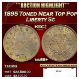 1895 Liberty Nickel Toned Near Top Pop 5c ms66+ SE