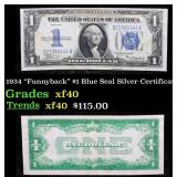 1934 $1 Blue Seal Silver Certificate "Funnyback" G