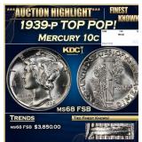 1939-p Mercury Dime TOP POP! 10c ms68 FSB SEGS
