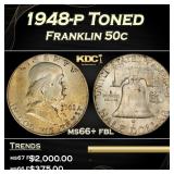 1948-p Franklin Half Dollar Toned 50c ms66+ fbl SE