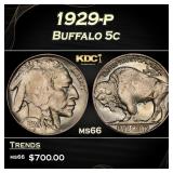 1929-p Buffalo Nickel 5c Grades ms66