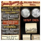 10 Coin SEARS Unc Morgan Dollar Roll 1878/'P' Rev