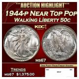 1944-p Walking Liberty Half Dollar Near Top Pop 50