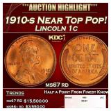 1910-s Lincoln Cent Near Top Pop! 1c ms67 rd SEGS
