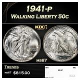 1941-p Walking Liberty Half Dollar 50c ms67 SEGS