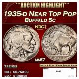 1935-d Buffalo Nickel Near Top Pop 5c ms67 SEGS