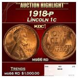 1918-p Lincoln Cent 1c ms66 rd SEGS