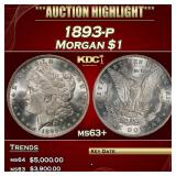 1893-p Morgan Dollar $1 ms63+ USCG
