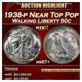 1938-p Walking Liberty Half Dollar Near Top Pop 50